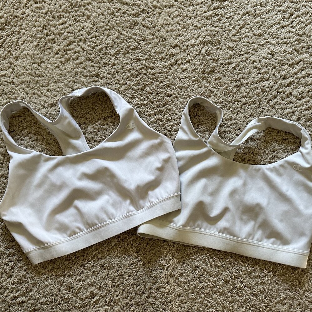 Set of TWO White Champion Racerback Sports Bras Size Large